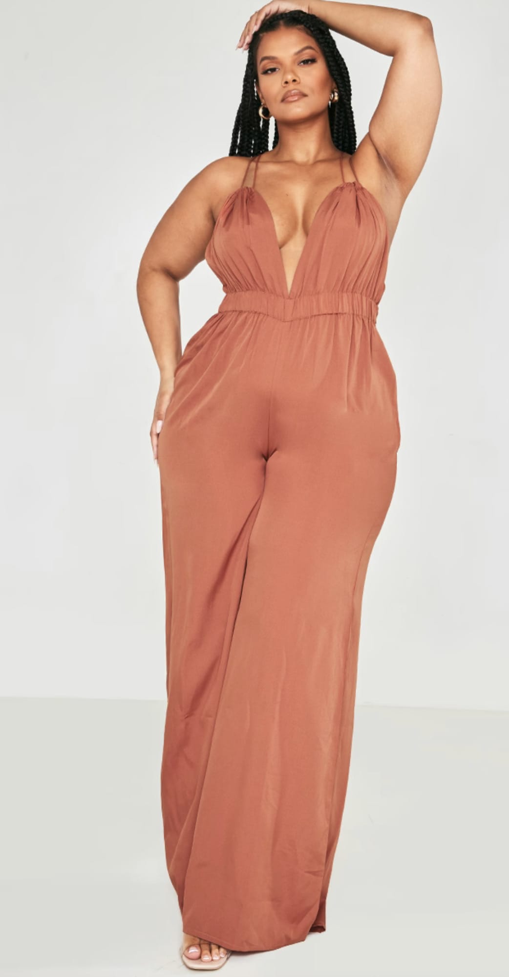 Women's Rust Red Comfy V-Neck Loungewear Jumpsuit | LOVESTITCH