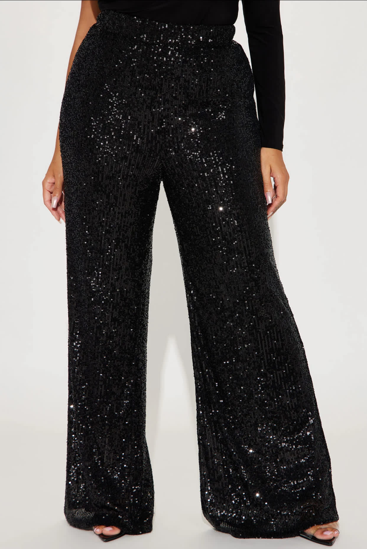 Trousers | Petite Heart Sequin Flare Pants | NastyGal